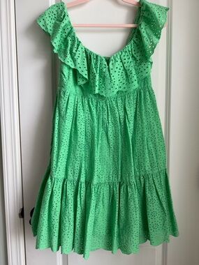Lilly Pulitzer Bright Green Eyelet Ruffle Dress